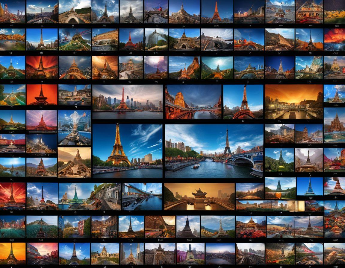 A dynamic collage showcasing various mega live camera feeds from around the world, featuring iconic landmarks like the Eiffel Tower, Times Square, and the Great Wall of China, blended with real-time graphics displaying weather updates and live viewer reactions. The background should feature a digital world map with highlighted locations, and vibrant colors to evoke a sense of global connectivity. super-realistic. vibrant colors. digital art.